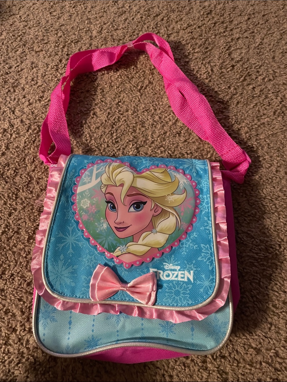 Disney Elsa Heart-Front Pink and Light Blue Shoulder Bag